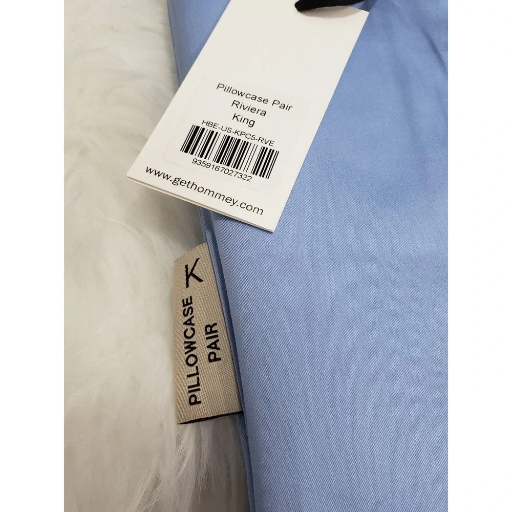 NEW SET PAIR TWO HOMMEY King Size RIVIERA BLUE PILLOWCASES